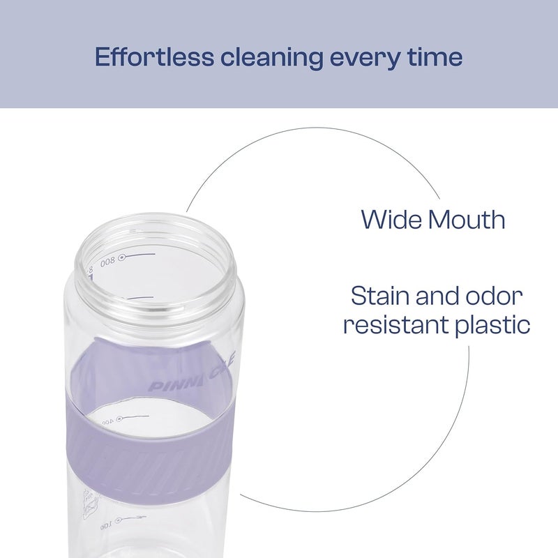 Pinnacle Pulse Hydration Bottle (850ML, Lavender) | Motivational Water Bottle with One Hand Operation, Hydration Tracker & Flip Top Lid | BPA Free - Image 4